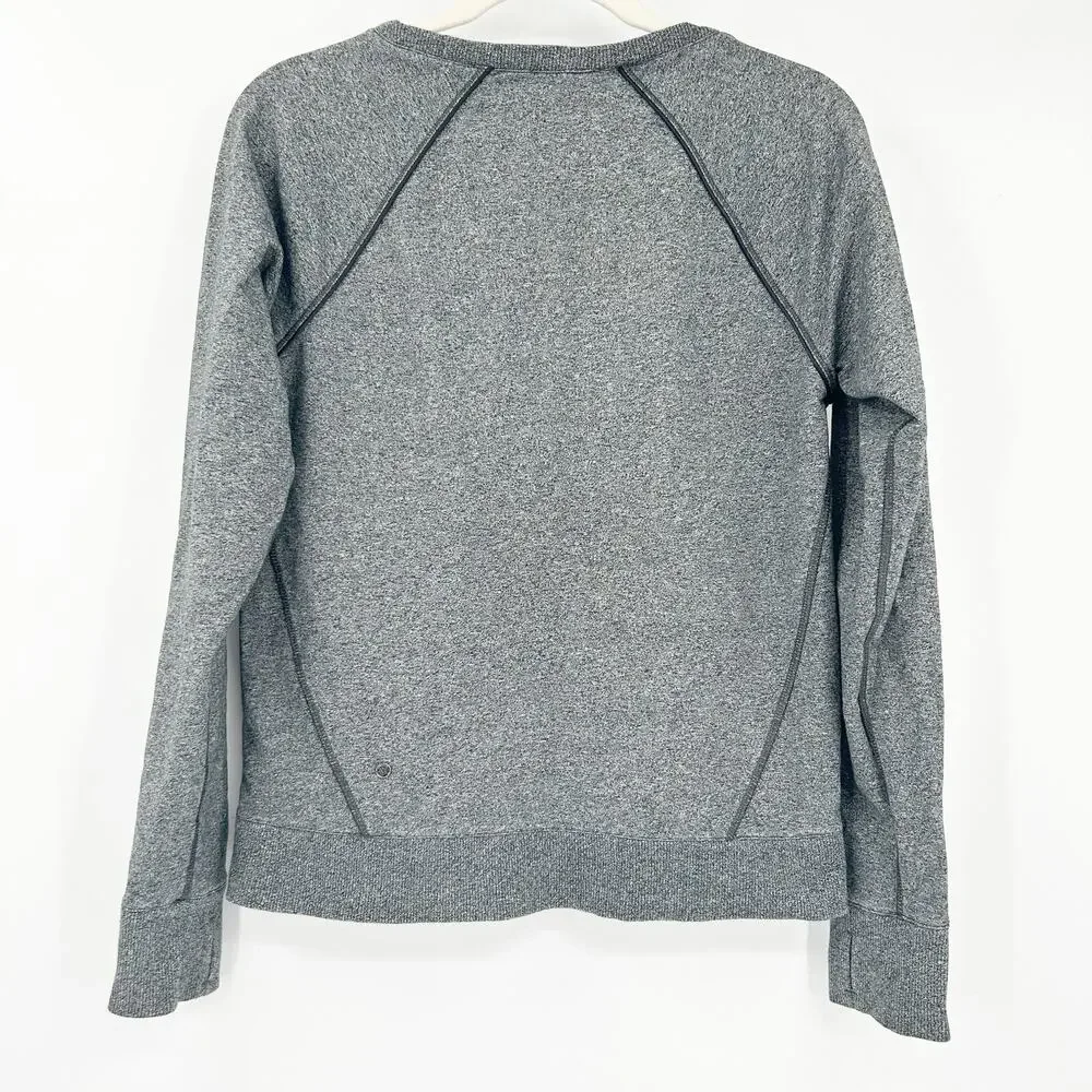 Lululemon Women Crew Love Thumbhole Pullover Sweatshirt Heathered Speckled Black
